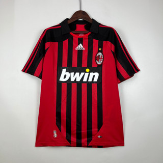 เสื้อกีฬาแขนสั้น ลายทีมชาติฟุตบอล Milan 07-08 ACM ชุดเหย้า สไตล์เรโทร