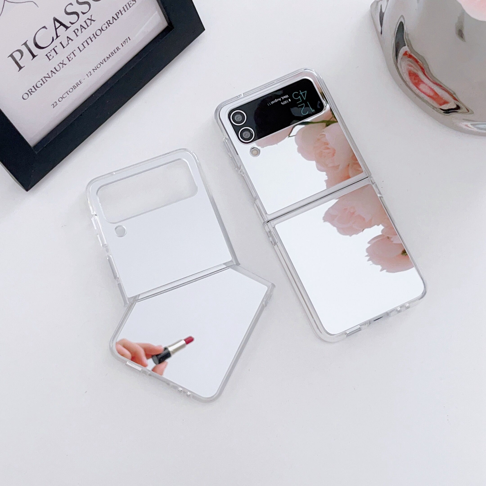 เคสโทรศัพท์มือถืออะคริลิค สีเงิน สําหรับ Samsung Galaxy Z Flip 6 5 4 3 2 in 1
