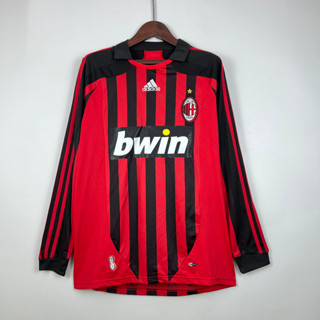 เสื้อกีฬาแขนยาว ลายทีมชาติฟุตบอล Milan 07-08 ACM สไตล์เรโทร