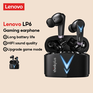 Lenovo LP6 TWS หูฟังเกมมิ่งไร้สาย โหมดคู่ พร้อมไมโครโฟน HIFI ลดเสียงรบกวน ความล่าช้าต่ํา สําหรับเล่นเกม บลูทูธ 5.0