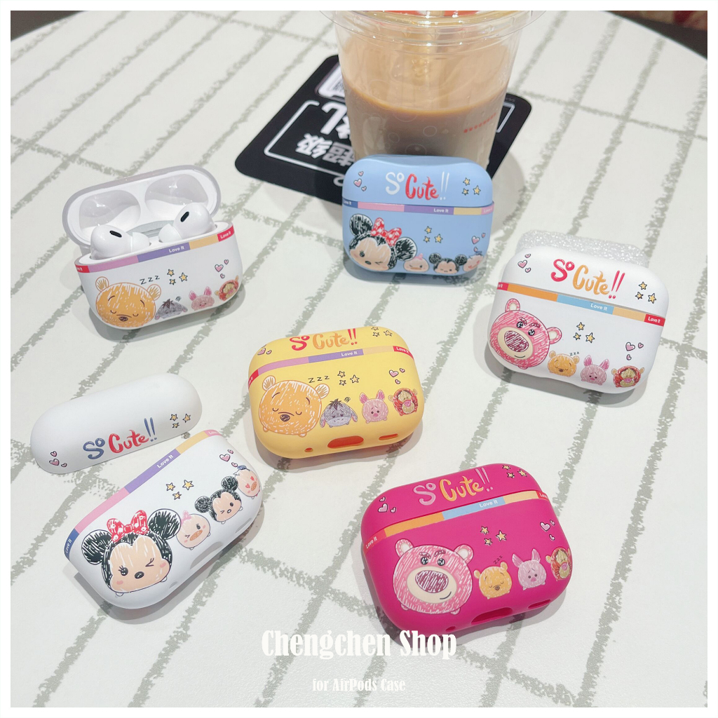 Disney Winnie the Pooh Mickey Minnie TPU หูฟังเคสป้องกันสําหรับ AirPods 4/3/Pro/Pro2/2gen Frosted