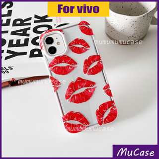 3 IN 1 เคสโทรศัพท์มือถือแบบใส ลายริมฝีปากสีแดงมาการอง สําหรับ Vivo Vivo Y02 Y02S Y11 Y12 Y15 Y17 Y12S Y12A Y15S Y15A Y16 Y19 Y20i Y20 Y20S Y21 Y21S Y33S Y22 2022 Y22S 2022 Y91 Y95 Y91C Y1S S1 Pro