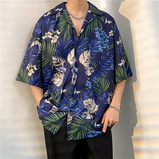 เสื้อฮาวาย เสื้อคู่ ใส่แล้วดูดี hawaii เชิ๊ตเกาหลี ลายดอกไม้ สินค้ามาใหม่ ผ้านิ่มใส่สบาย พร้อมส่ง