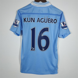 เสื้อกีฬาแขนสั้น ลายทีมชาติฟุตบอล Manchester City DZEKO KUN AGUERO คุณภาพสูง สไตล์เรโทร 11-12 ชุดเหย้า