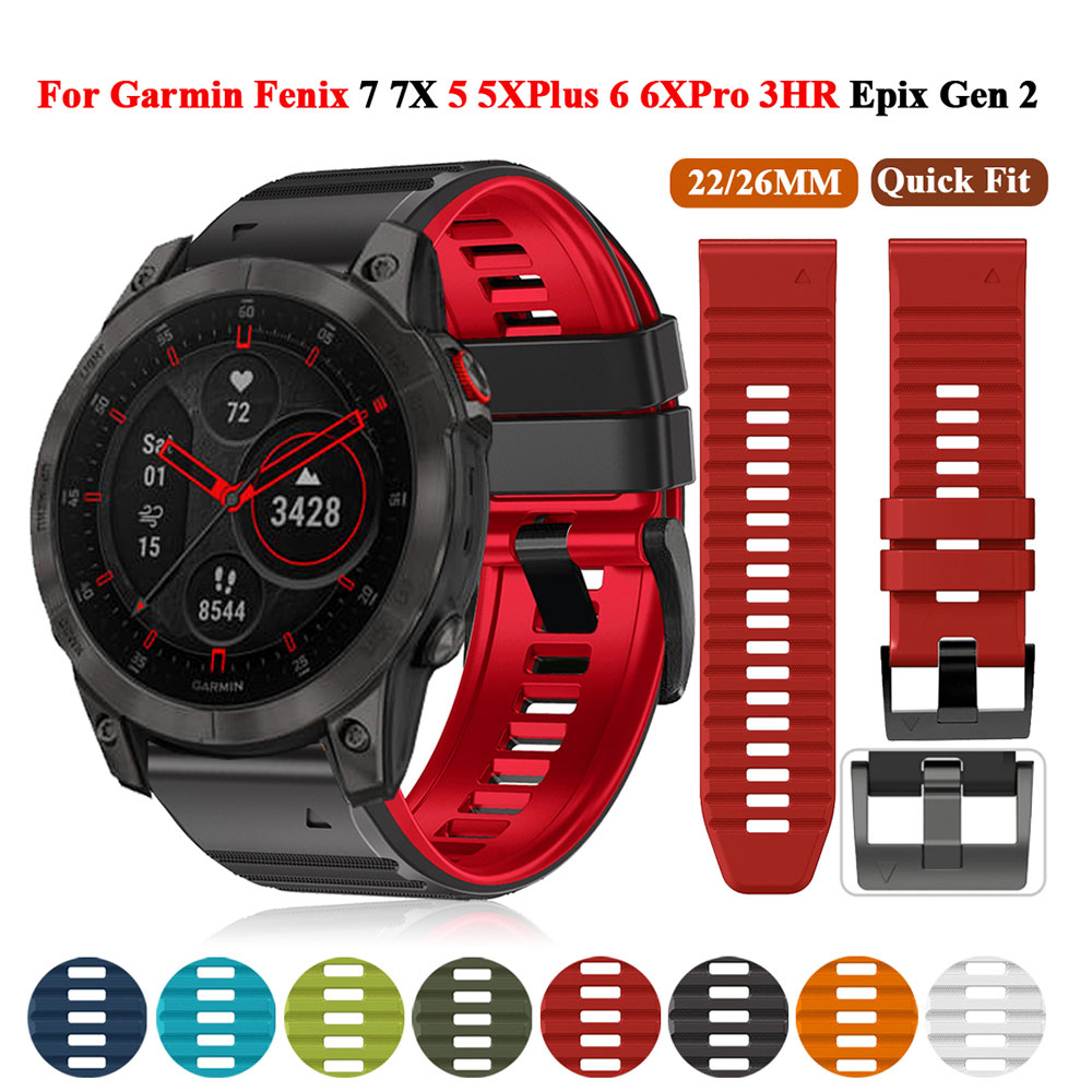 Quick Release สําหรับ Garmin Fenix 7 7X 6X 6 Pro 5 5X Plus Epix Gen2 Enduro 2, 22 มม.26 มม.ซิลิโคน W