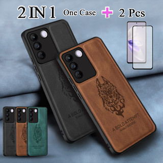 2 IN 1 เคสโทรศัพท์ TPU นิ่ม กันกระแทก พร้อมกระจกนิรภัยโค้ง เซรามิค ป้องกันหน้าจอ สําหรับ VIVO V27E