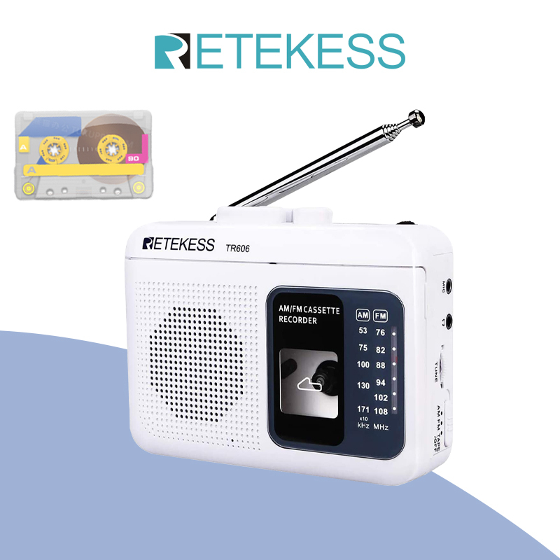 【จัดส่งในท้องถิ่น】Retekess TR606 เครื่องเล่นเทปคาสเซ็ต พร้อมวิทยุ AM FM Walkman แบบพกพา