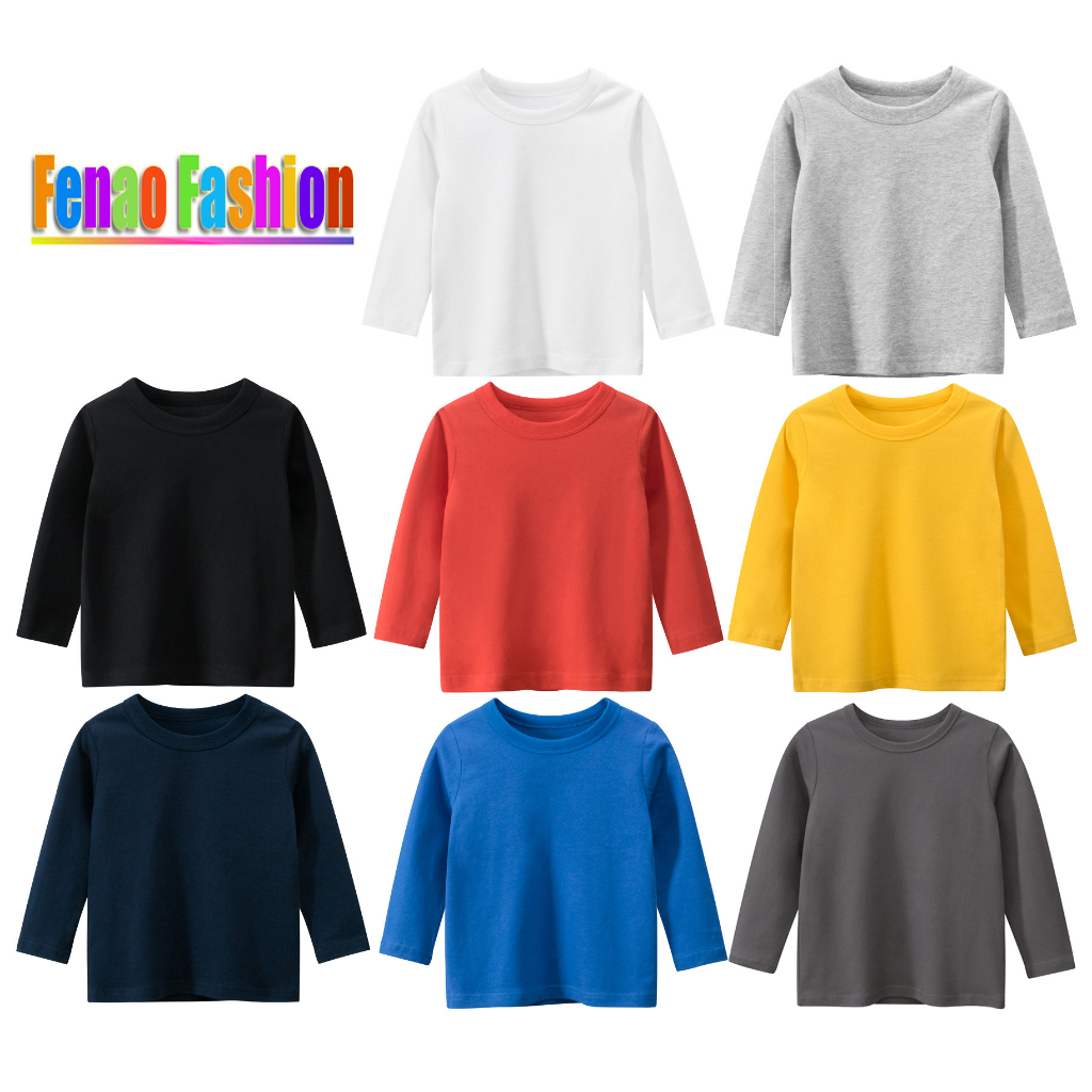 เสื้อยืดแขนยาว ผ้าฝ้ายแท้ สําหรับเด็กผู้ชาย อายุ 1-9 ปี