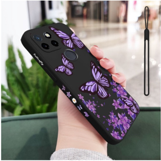 เคสโทรศัพท์มือถือซิลิโคน ป้องกันรอบด้าน ลายผีเสื้อ สีม่วง สําหรับ Huawei Y5p