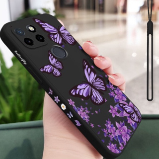 เคสโทรศัพท์มือถือซิลิโคน ป้องกันรอบด้าน ลายผีเสื้อ สีม่วง สําหรับ redmi 9C redmi 9