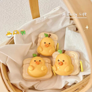 เคสหูฟังบลูทูธ tpu แบบนิ่ม ลายการ์ตูนไก่ 3d พร้อมสายโซ่คล้อง สําหรับ airpods 1 2 pro 3