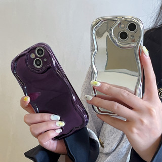 เคสโทรศัพท์มือถือ tpu นิ่ม ชุบไฟฟ้า ขอบหยัก สีม่วงครีม สําหรับ iphone 14 14 pro 14 plus 14 pro max 11 promax 12 promax 13promax