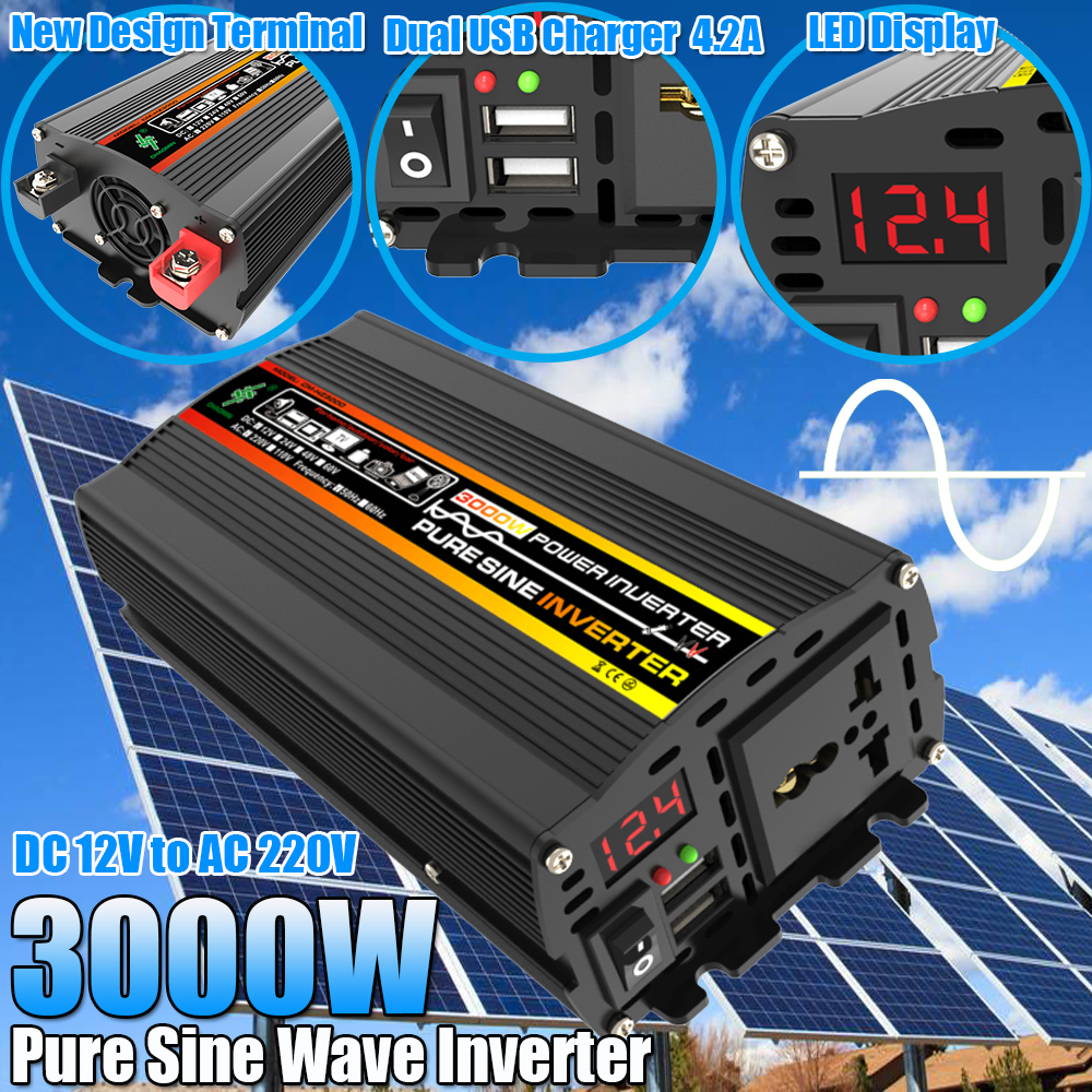 CHAOMIN Pure Sine Wave Power Inverter 3000W/4000W/6000W/8000W พร้อมเครื่องชาร์จ USB คู่