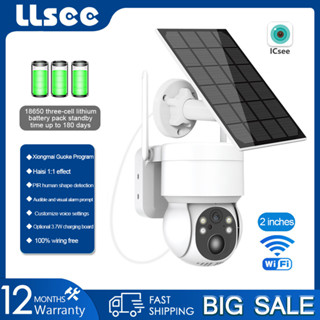 Llsee กล้องวงจรปิดไร้สาย พลังงานแสงอาทิตย์ 5MP IR CCTV ICSee PRO มองเห็นกลางคืน