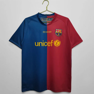 เสื้อกีฬาแขนสั้น ลายทีมชาติฟุตบอล Barcelona 2008/09 ชุดเหย้า สไตล์วินเทจ