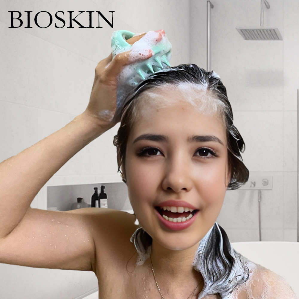 Bioskin แปรงซิลิโคน ขัดหนังศีรษะ และหนังศีรษะ กันน้ํา แบบนิ่ม สําหรับผู้ชาย และผู้หญิง