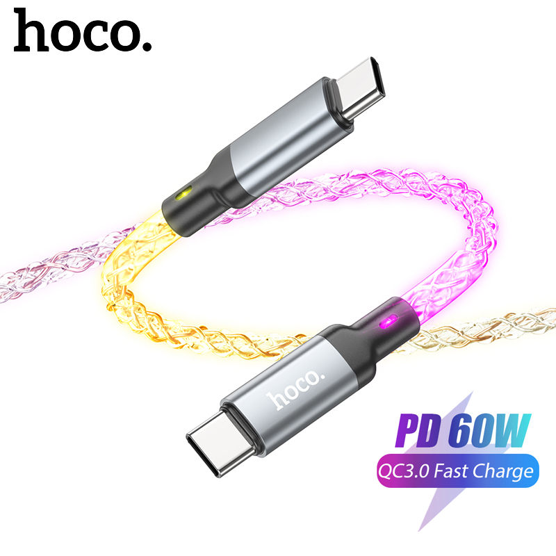 Hoco U112 USB Type C ถึง Type C สาย 60W สายชาร์จเร็ว 3A สําหรับ Huawei Samsung Macbook 1M