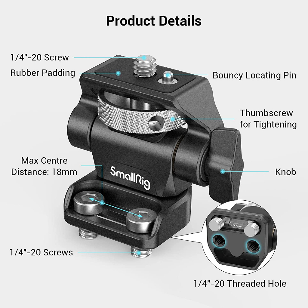 Smallrig อุปกรณ์เมาท์ขาตั้งหมุนได้พร้อมสกรูเมาท์ยึด 2904B