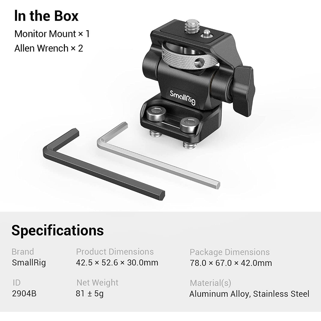 Smallrig อุปกรณ์เมาท์ขาตั้งหมุนได้พร้อมสกรูเมาท์ยึด 2904B