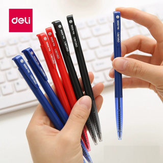 Deli ปากกาลูกลื่น หมึกสีดํา สีฟ้า สีแดง 0.7 มม. อุปกรณ์เครื่องเขียน สําหรับนักเรียน โรงเรียน