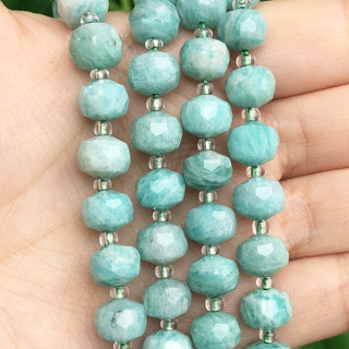 Amazonite ลูกปัดหินอัญมณีธรรมชาติ 7.5 นิ้ว สําหรับทําเครื่องประดับ สร้อยข้อมือ DIY