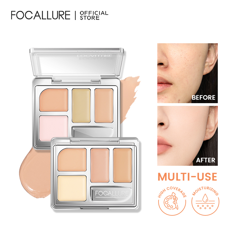 Focallure พาเลทคอนซีลเลอร์ 4 สี ให้ความชุ่มชื้น น้ําหนักเบา ไม่ย่น