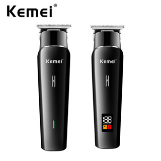 Kemei ชุดปัตตาเลี่ยนตัดผม ไร้สาย ไร้ช่องว่าง ใบมีดตัว T ชาร์จได้ พร้อมจอแสดงผล LCD แบบมืออาชีพ สําหรับผู้ชาย