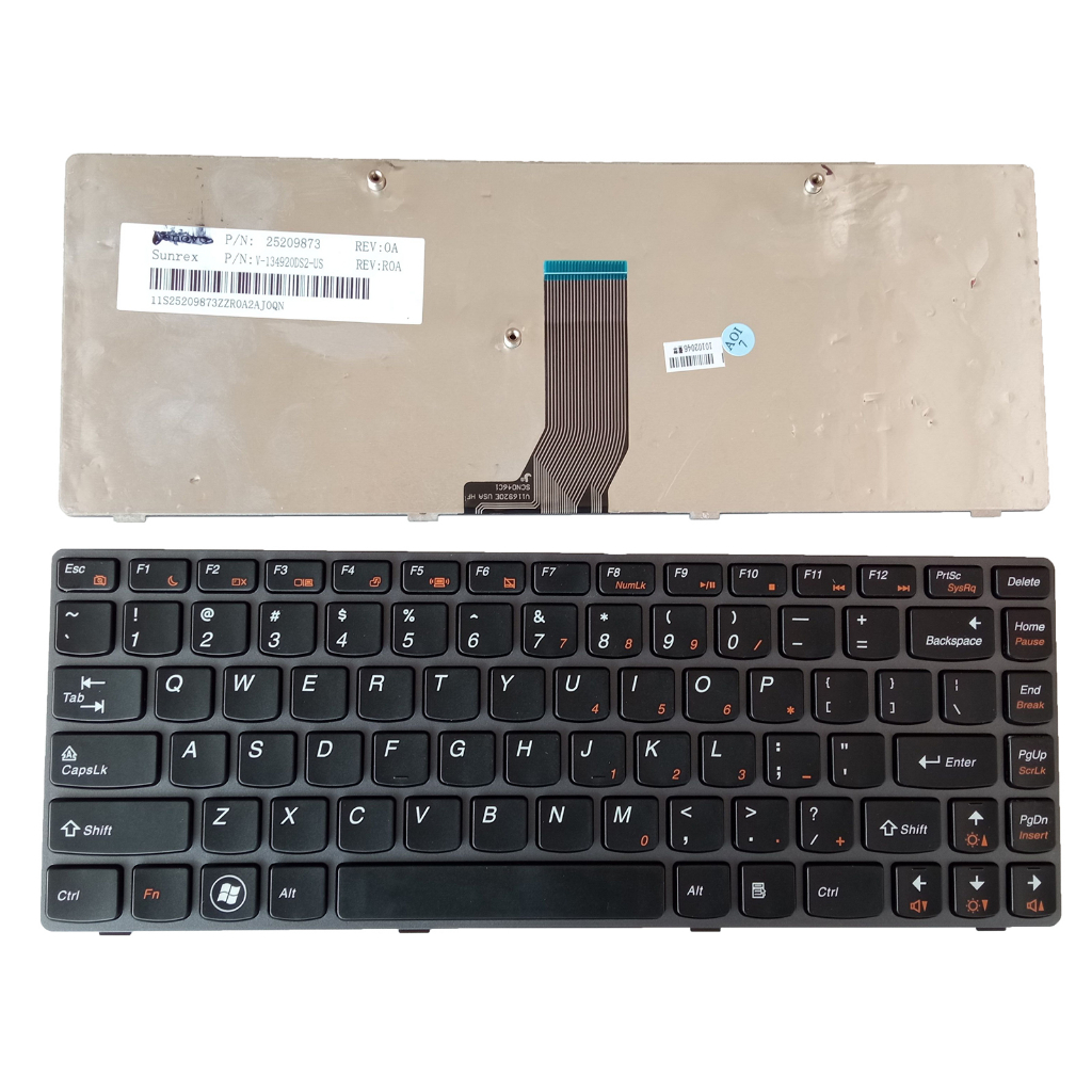 ใหม่สําหรับ LENOVO B470 B475 G470 G475 V470 B490 M490 M495 B480 V480 US พร้อมแป้นพิมพ์กรอบสีเงิน