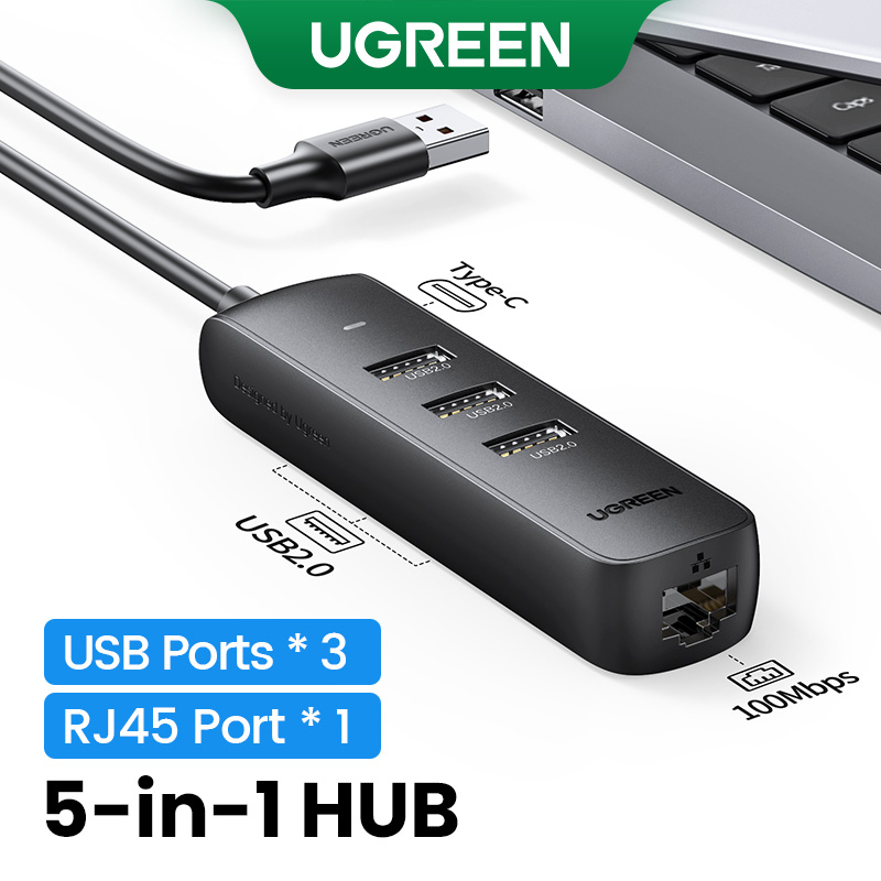 Ugreen อะแดปเตอร์การ์ดเครือข่ายอีเธอร์เน็ต USB2.0 3.0 100Mbps 1000Mbps RJ45 สําหรับแล็ปท็อป Xiaomi M