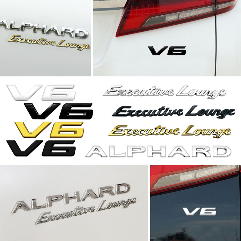 สติกเกอร์พลาสติก ABS ลายโลโก้ตัวอักษร V6 3D สําหรับติดตกแต่งรถยนต์ Toyota Alphard