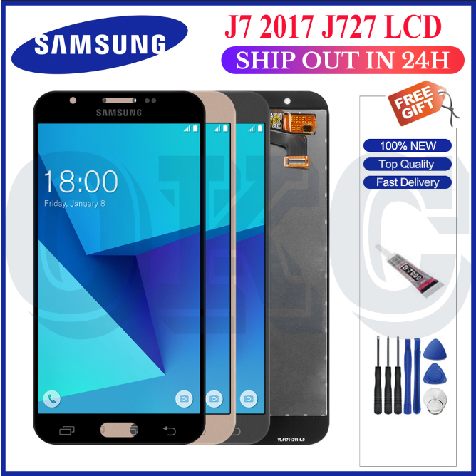 LCD สําหรับ Samsung Galaxy J7 2017 J727 LCD J727V J727P J727T J727F J727U จอแสดงผล Touch Digitizer ช