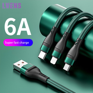 3 in 1 สายชาร์จ USB 100W 6A ชาร์จเร็วมาก สําหรับโทรศัพท์มือถือ Micro USB