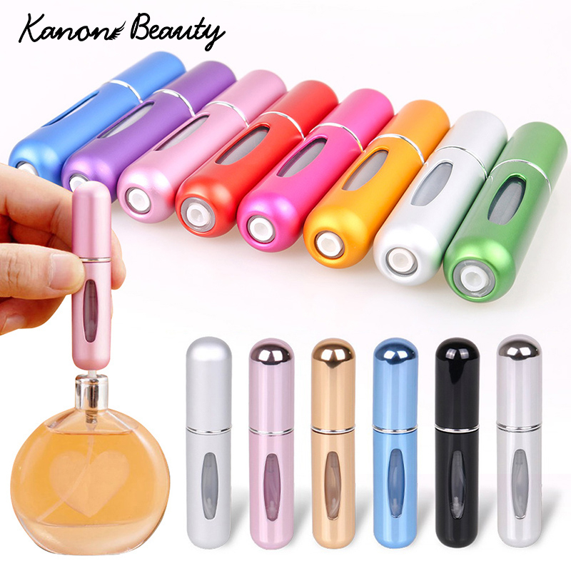 เดินทางน ้ ําหอม Atomizer แบบพกพา Liquid คอนเทนเนอร ์ สําหรับเครื ่ องสําอาง Mini โลหะอลูมิเนียมปั ๊ มสเปรย ์ ขวดเปล ่ ารีฟิล