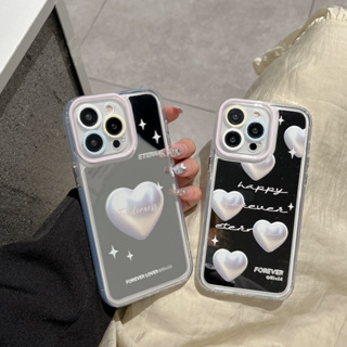 ใหม่ เคสโทรศัพท์มือถือแบบกระจก ลายหัวใจ 3D เรียบง่าย สําหรับ iPhone 14 Pro max case 13 Pro max 12 Pro max 14 Pro 13 Pro 12 Pro 11 12 13 14 case