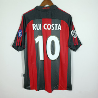 เสื้อกีฬาแขนสั้น ลายทีมชาติฟุตบอล RUI COSTA 00-02 AC Milan SHEVCHENKO INZAGHI คุณภาพสูง สไตล์เรโทร