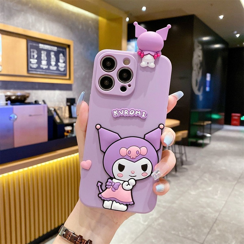 สําหรับ iPhone 16 15 14 13 12 11 Pro X XS Max XR 6 6S 7 8 Plus ฝาครอบโทรศัพท์นุ่มสีม่วง Kuroni พร้อมสร้อยข้อมือ