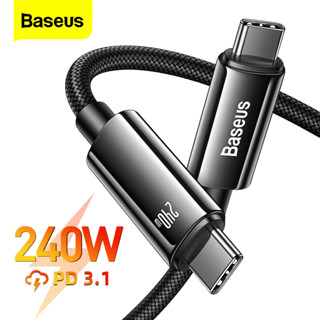 Baseus สายชาร์จ โลหะผสมสังกะสี 240W PD3.1 5A 48V Type-C เป็น Type-C 480Mbps สําหรับแล็ปท็อป โทรศัพท์ แท็บเล็ต