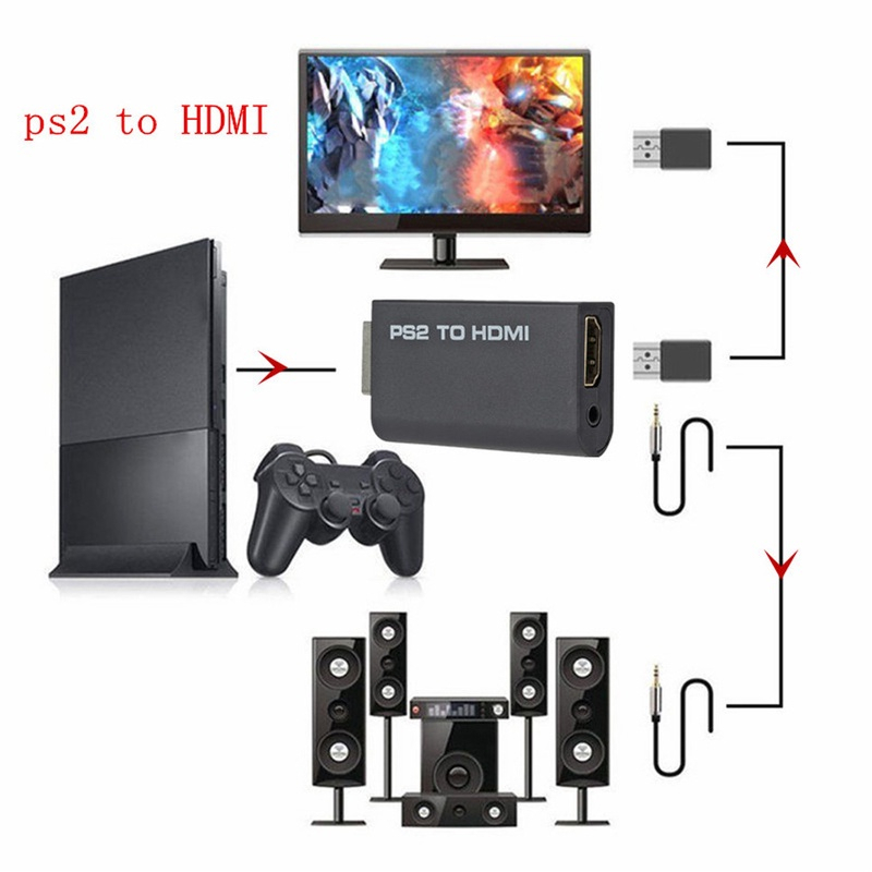 อะแดปเตอร์แปลง PS2 เป็น HDMI พร้อมตัวแปลง AV เป็น HDMI วิดีโอ HD เสียง