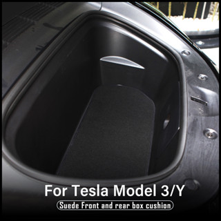 แผ่นรองท้ายด้านหน้าเหมาะสําหรับ 21-22 Tesla Model y แผ่นรองท้ายด้านหน้า หนังกลับ แผ่นรองท้ายด้านหน้าดั้งเดิม การฉีดขึ้นรูปชั้นบนและชั้นล่าง แผ่นรองฝ่าเท้า TPE ทุกสภาพอากาศ