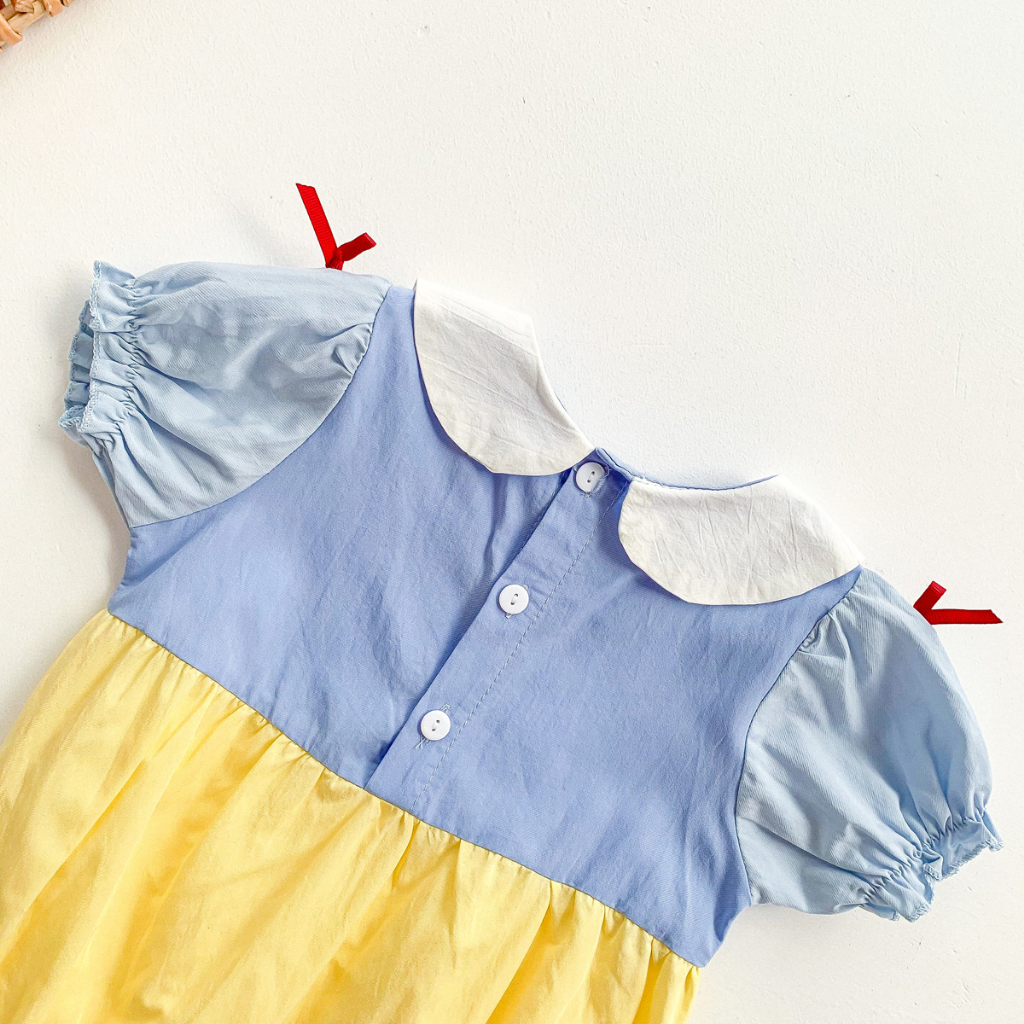 DISNEY เสื้อผ้าเด็กชุดรอมเปอร์เจ้าหญิงดิสนีย์สีขาวสําหรับเด็ก 0-24 เดือน