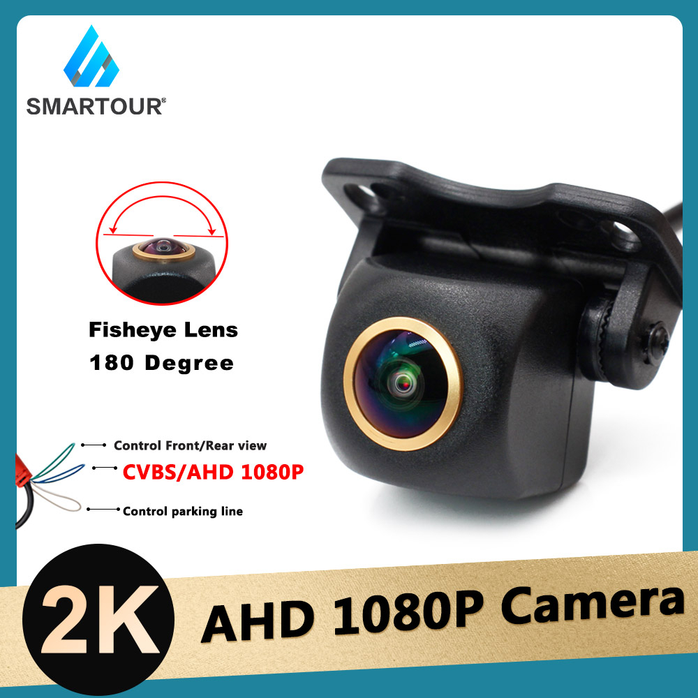 Smartour AHD 1080P 180 องศา Fisheye ปรับรถด้านหน้าย้อนกลับสํารองด้านหลังสําหรับยานพาหนะ Android DVD 