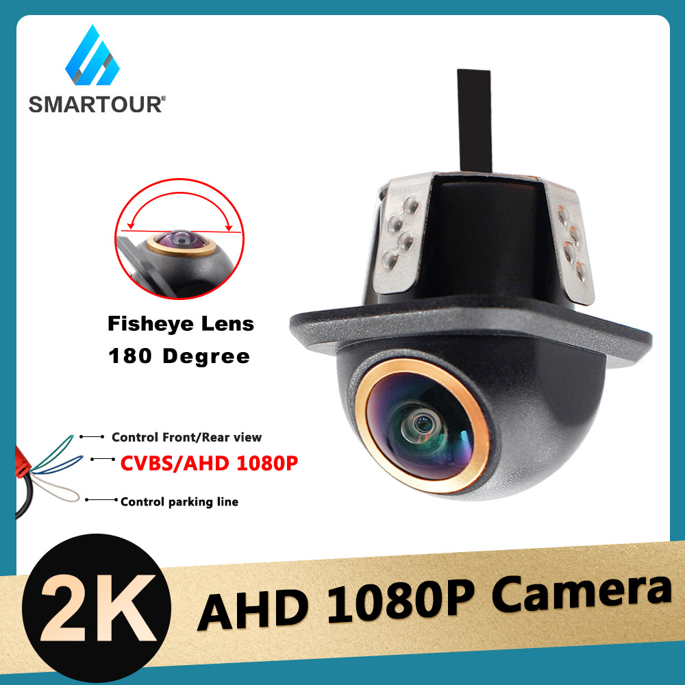 Ccd HD AHD 1080P Fisheye เลนส์กล้องมองหลังรถยนต์ มุมกว้าง 12V มองเห็นที่มืด สําหรับถอยหลัง