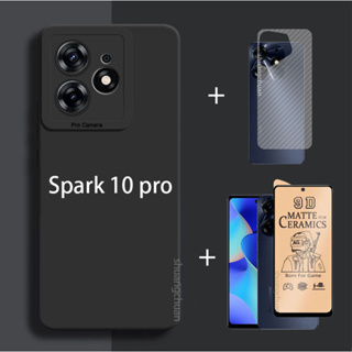 สําหรับ Tecno spark 10 pro ฟิล์มกันรอยหน้าจอ + เคสโทรศัพท์ Angel eyes เคสโทรศัพท์มือถือฝ้าสี + ฟิล์มเซรามิคนิ่ม + ฟิล์มด้านหลัง 3in1