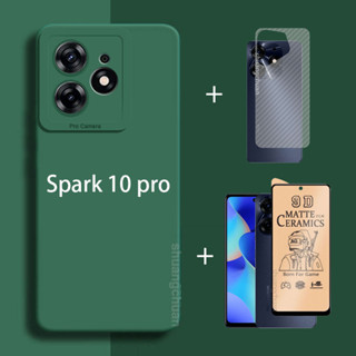 3in1 เคส สําหรับ Tecno spark 10 pro ฟิล์มกันรอยหน้าจอ + เคสโทรศัพท์ ตานางฟ้า เคสโทรศัพท์มือถือ ฝ้า สี + ฟิล์มเซรามิค นิ่ม + ฟิล์มด้านหลัง