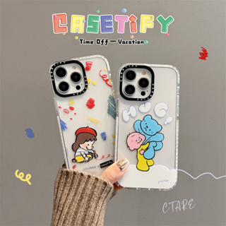 CASE.TIFY Acrylic Painting Girls Phone case for iphone 14 14plus 14pro 14promax 13 13pro 13promax Cute Embrace baby phone case 12 12pro 12promax 11 case 2023 New Design HD transparent Phone case for girl ins popular Side lettering