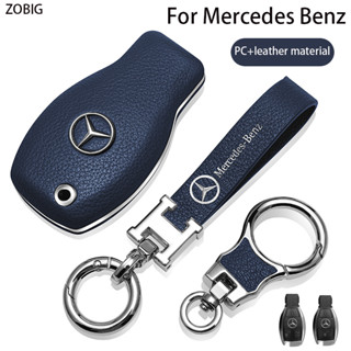 Zobig เคสกุญแจรีโมตรถยนต์ PC หนัง พร้อมพวงกุญแจ สําหรับ Benz Mercedes Benz C E S M CLS CLK G Class C200L GLC260 CLA200 S