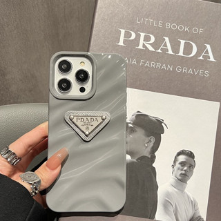 เคสโทรศัพท์มือถือ tpu แบบนิ่ม พิมพ์ลายคลื่น PRADA 3 มิติ สีเทา สําหรับ Iphone 14promax 14 13promax 13 12promax 12 11promax