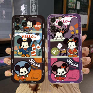 เคสโทรศัพท์มือถือ ขอบสี่เหลี่ยม ลาย Hello Mickey Minnie สําหรับ Samsung Galaxy S22 Plus Note 20 Ultra S21 FE S20