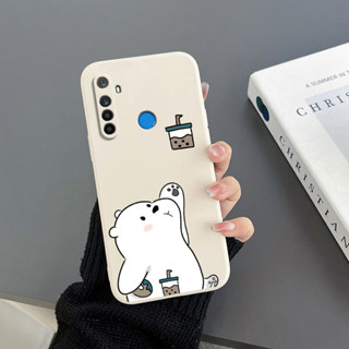 เคสโทรศัพท์มือถือ Tpu ขอบตรง ลายหมีสีขาว ชานม สําหรับ realme 5 realme 5i realme 5S 6i realme C3 realme C11 realme C20 C11 2021