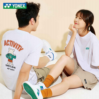 Yonex เสื้อกีฬาแบดมินตัน ผ้าฝ้าย แบบแห้งเร็ว ลายการ์ตูน สไตล์เกาหลี สําหรับผู้ชาย และผู้หญิง